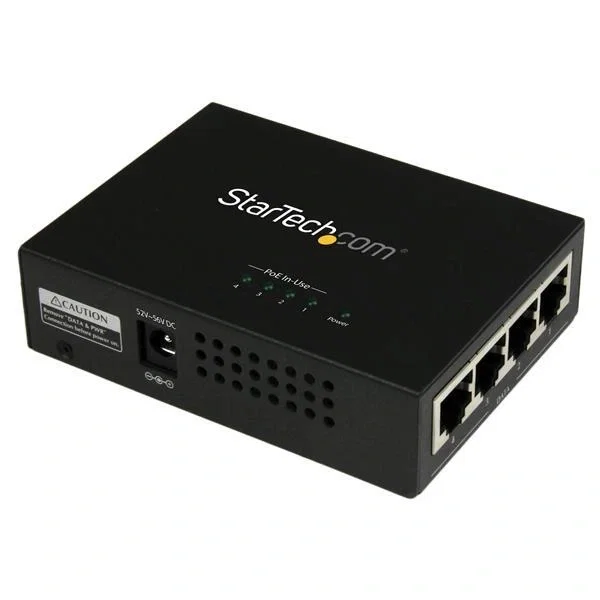 StarTech Inyector PoE+ Midspan POEINJ4G de 4 puertos StarTech Inyector PoE+ Midspan POEINJ4G de 4 puertos