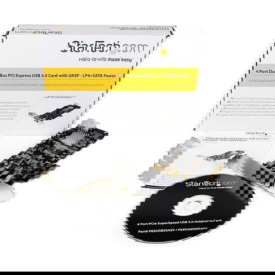 StarTech PEXUSB3S42 Tarjeta PCI Express USB 3.0 con 4 Puertos, Full-height / Low-profile, Compatible con PCIe 2.0