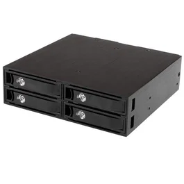 StarTech.com Backplane Rack Móvil 5.25 Pulgadas a 4 Unidades 2.5 SATA/SAS, Bandeja para Disco Duro, Negro, 2 TB
