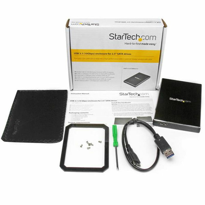 Startechcom S251Bmu313 Carcasa para Disco Duro de 2.5 Pulgadas, Aluminio, USB 3.1 Gen 2 (10Gbps), SATA III