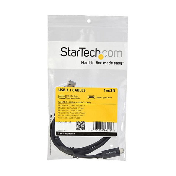 StarTech.com Cable USB-A a USB-C de 1 m, 10 Gbps, Negro