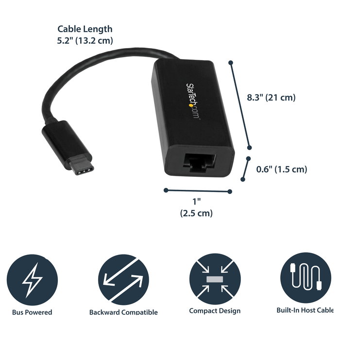 StarTech.com Adaptador de red USB-C a Gigabit Ethernet RJ45 US1GC30B Negro StarTech.com Adaptador de red USB-C a Gigabit Ethernet RJ45 US1GC30B Negro