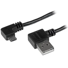 StarTech.com Cable USB 2.0 Micro-USB B a USB A Macho/Macho de 1m con Conector Angular Derecho, Negro