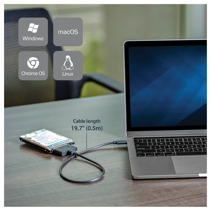 StarTech.com Adaptador USB 3.1 Gen 2 a SATA de 2,5 pulgadas con cable USB-C Negro