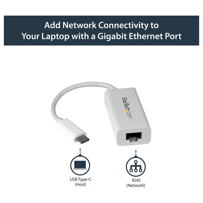 StarTech.com Adaptador de red Gigabit Ethernet USB-C US1GC30W Blanco