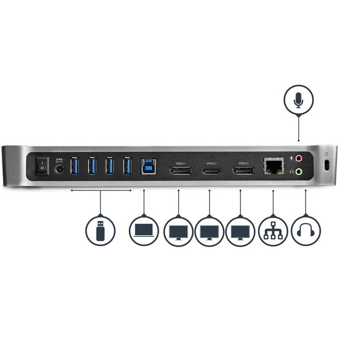 Startechcom Docking Station 13 En 1 Universal Triple Display para Portátil Windows macOS Chrome OS con HDMI DisplayPort USB 3.0