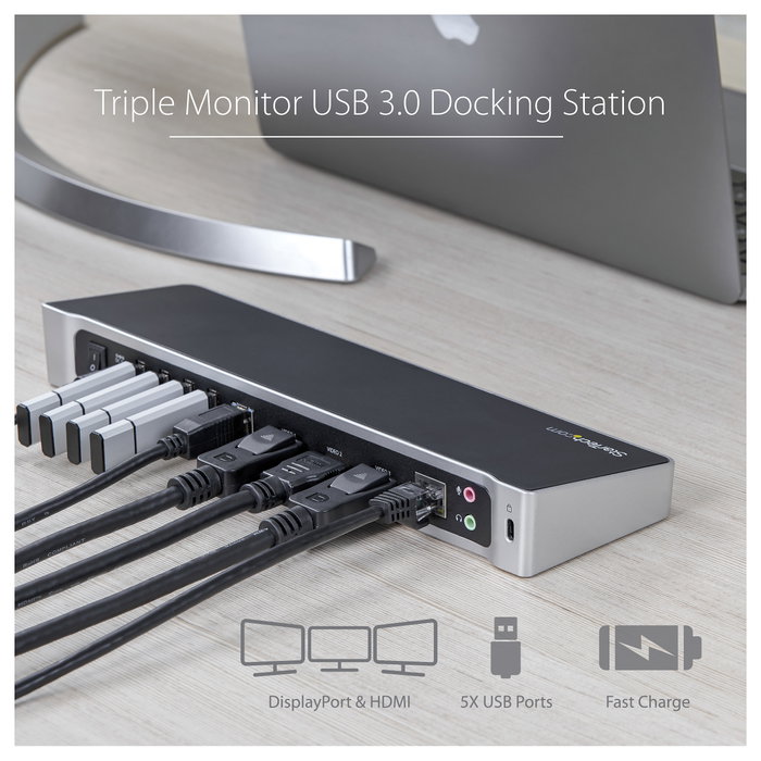 StarTech Docking Station USB 3.0 con 2x DisplayPort y 1x HDMI para 3 Monitores StarTech Docking Station USB 3.0 con 2x DisplayPort y 1x HDMI para 3 Monitores