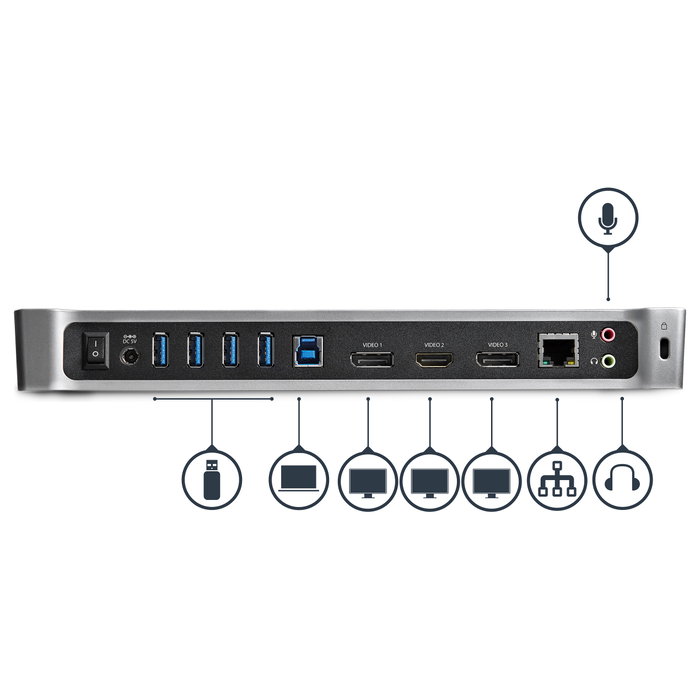 StarTech Docking Station USB 3.0 con 2x DisplayPort y 1x HDMI para 3 Monitores StarTech Docking Station USB 3.0 con 2x DisplayPort y 1x HDMI para 3 Monitores