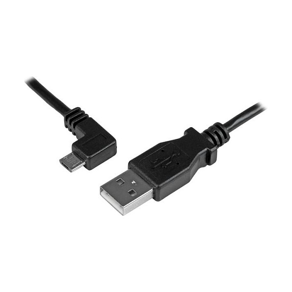StarTech.com Cable USB A a Micro-USB B de 1 m, Negro, Acodado Izquierdo