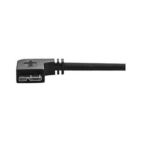 StarTech Cable Micro USB 3.0 Delgado con Conector en Ángulo Derecho, 0,5 m, Negro