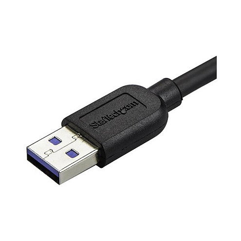 StarTech Cable Micro USB 3.0 Delgado con Conector en Ángulo Derecho, 0,5 m, Negro