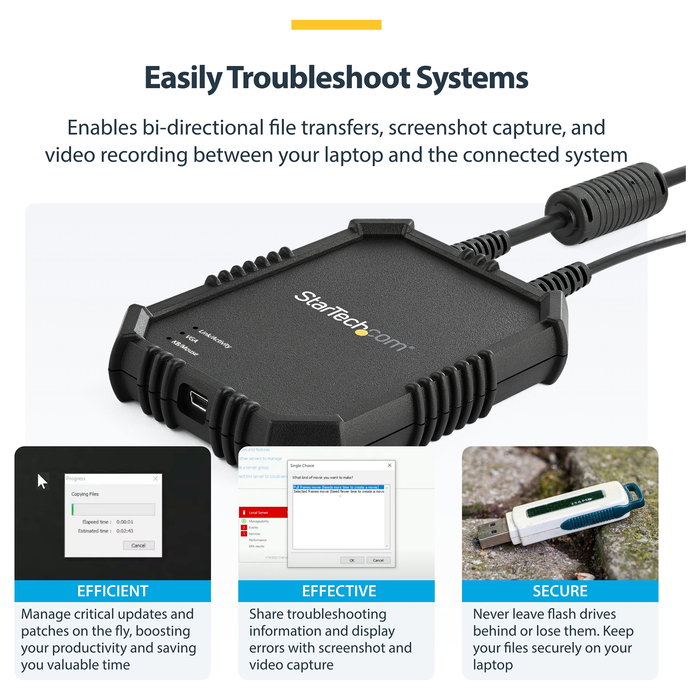 StarTech Consola KVM USB 2.0 para Portátil a Servidor, Adaptador Crash Cart Móvil, VGA, 1920x1200 Full HD, Negro