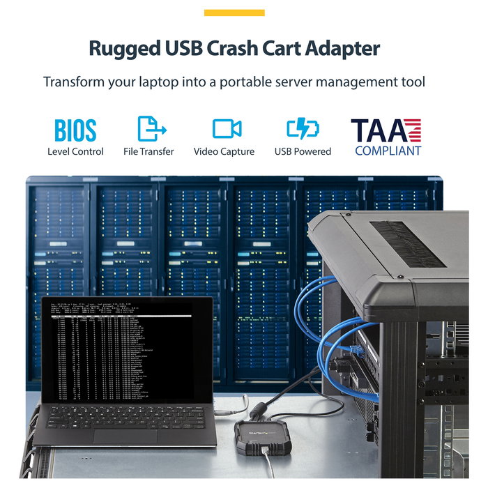 StarTech Consola KVM USB 2.0 para Portátil a Servidor, Adaptador Crash Cart Móvil, VGA, 1920x1200 Full HD, Negro