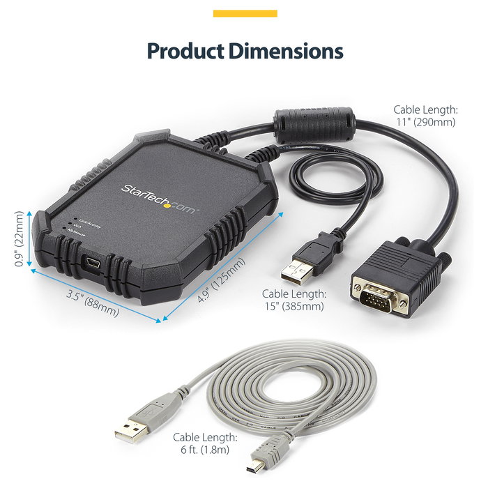 StarTech Consola KVM USB 2.0 para Portátil a Servidor, Adaptador Crash Cart Móvil, VGA, 1920x1200 Full HD, Negro