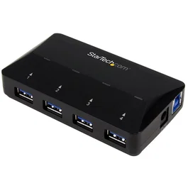 StarTech.com Concentrador USB 3.0 de 4 Puertos con Carga y Sincronización - 5Gbps 2,4A - ST104USB3