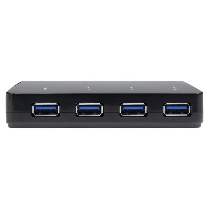 StarTech.com Hub USB 3.0 de 4 Puertos con Carga Rápida 2,4A y Función Switch, Negro