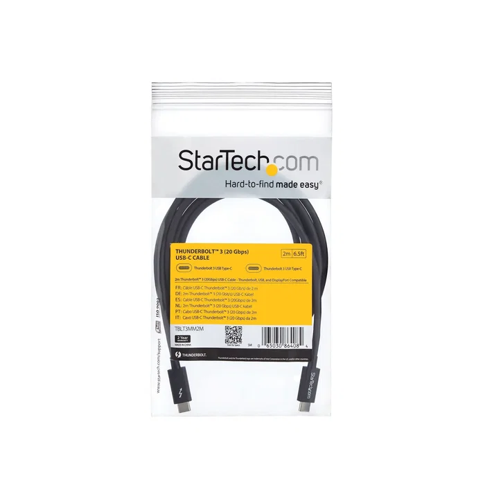 StarTech Cable Thunderbolt 3 USB-C de 2m, 20Gbps, Negro StarTech Cable Thunderbolt 3 USB-C de 2m, 20Gbps, Negro