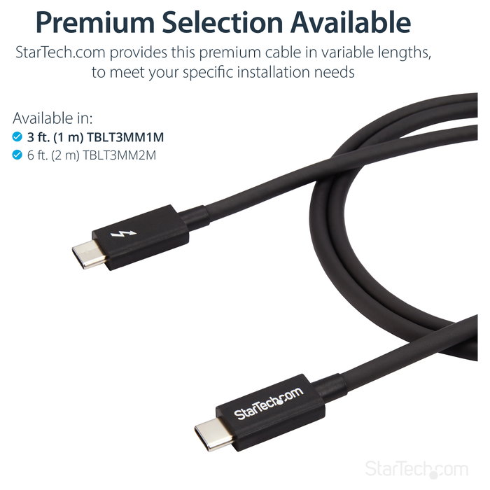 StarTech.com Cable Thunderbolt 3 de 1m, 20Gbps, Negro