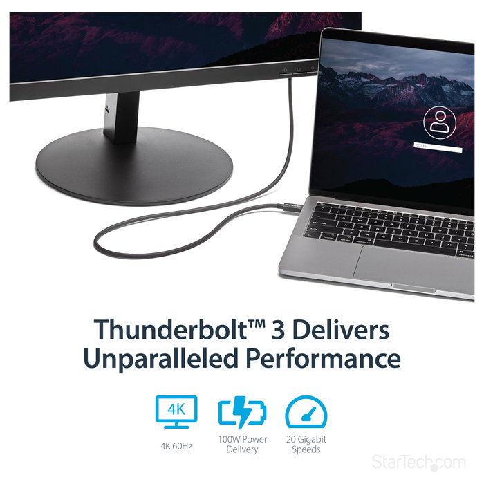 StarTech.com Cable Thunderbolt 3 de 1m, 20Gbps, Negro