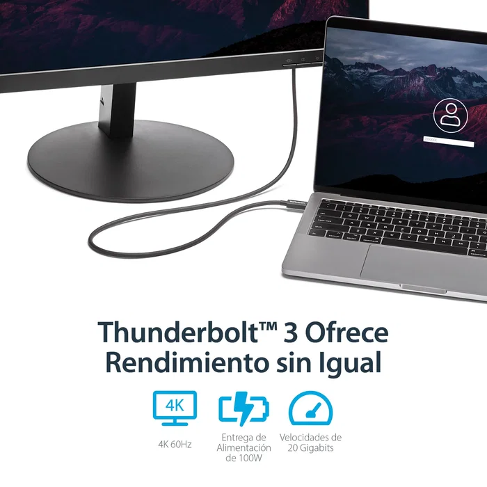 StarTech Cable Thunderbolt 3 de 1m, 20Gbps, USB-C, Negro StarTech Cable Thunderbolt 3 de 1m, 20Gbps, USB-C, Negro