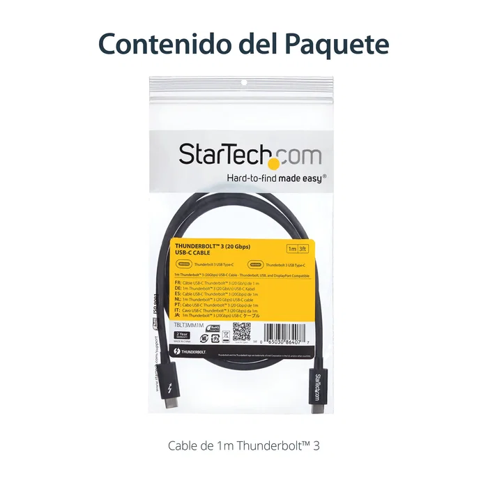 StarTech Cable Thunderbolt 3 de 1m, 20Gbps, USB-C, Negro StarTech Cable Thunderbolt 3 de 1m, 20Gbps, USB-C, Negro