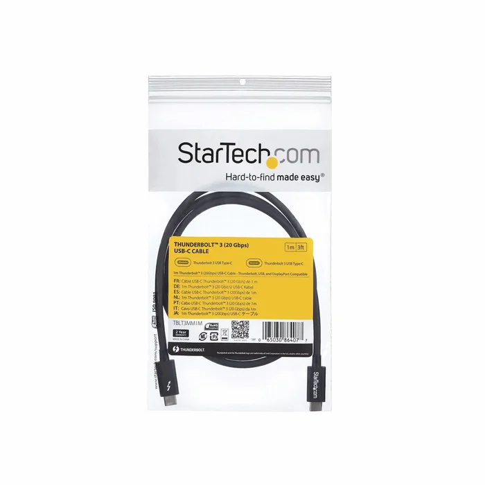 StarTech Cable Thunderbolt 3 de 1m, 20Gbps, USB-C, Negro StarTech Cable Thunderbolt 3 de 1m, 20Gbps, USB-C, Negro