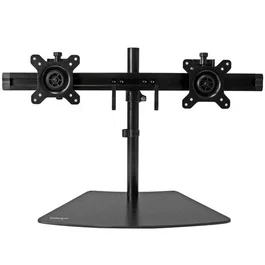 Startech ARMBARDUO Soporte para 2 Monitores de hasta 24" - Base de Escritorio, Ajuste de Altura e Inclinación, Compatible VESA 75/100, Negro