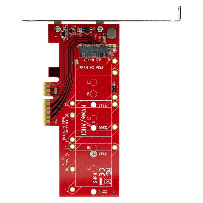 StarTech.com PCIe a M.2 NVMe Adapter Card - Tarjeta de Expansión PCIe 3.0 x4 para SSD M.2 (NGFF, M-Key) Full-Height/Low-Profile, AHCI, Plug and Play, Rojo