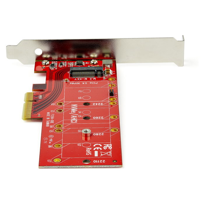 StarTech.com PCIe a M.2 NVMe Adapter Card - Tarjeta de Expansión PCIe 3.0 x4 para SSD M.2 (NGFF, M-Key) Full-Height/Low-Profile, AHCI, Plug and Play, Rojo