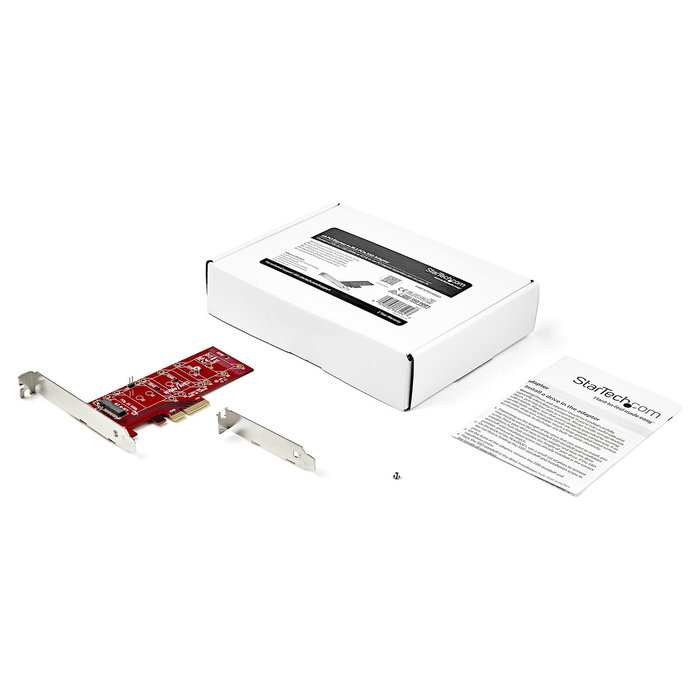 StarTech.com PCIe a M.2 NVMe Adapter Card - Tarjeta de Expansión PCIe 3.0 x4 para SSD M.2 (NGFF, M-Key) Full-Height/Low-Profile, AHCI, Plug and Play, Rojo
