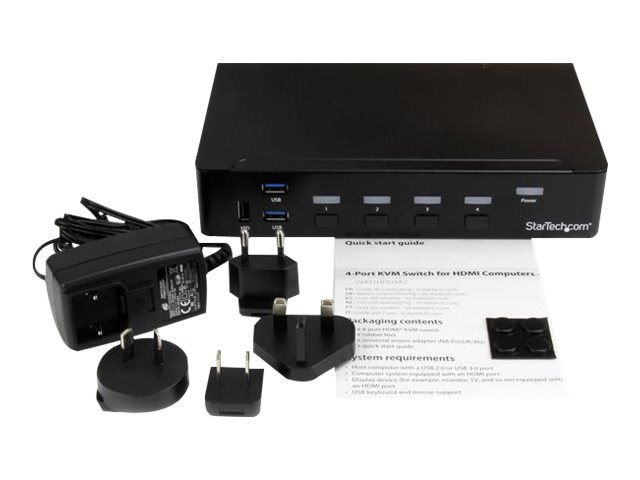 StarTech SV431HDU3A2 Switch KVM de 4 Puertos HDMI con Hub USB 3.0, 1080p