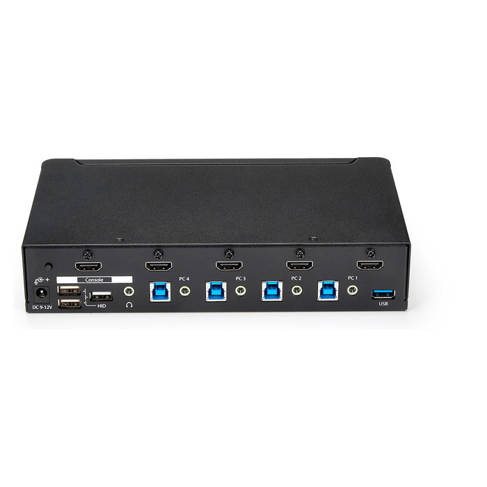 StarTech Conmutador KVM de 4 Puertos HDMI 1080p con USB 3.0 Hub y Audio, Montaje en Rack, Negro - 4 Port HDMI KVM Switch
