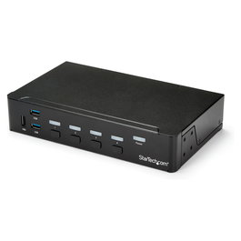 StarTech Conmutador KVM de 4 Puertos HDMI 1080p con USB 3.0 Hub y Audio, Montaje en Rack, Negro - 4 Port HDMI KVM Switch