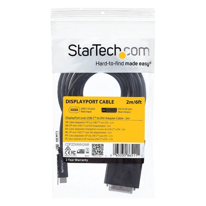 StarTech.com Cable USB-C a DVI 2m Negro