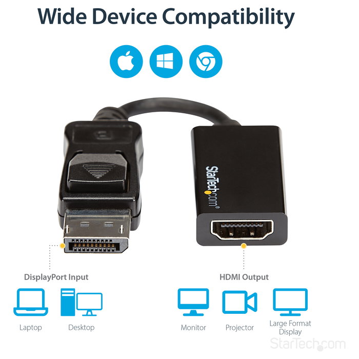 Adaptador DisplayPort a HDMI Startech DP2HD4K60S Negro