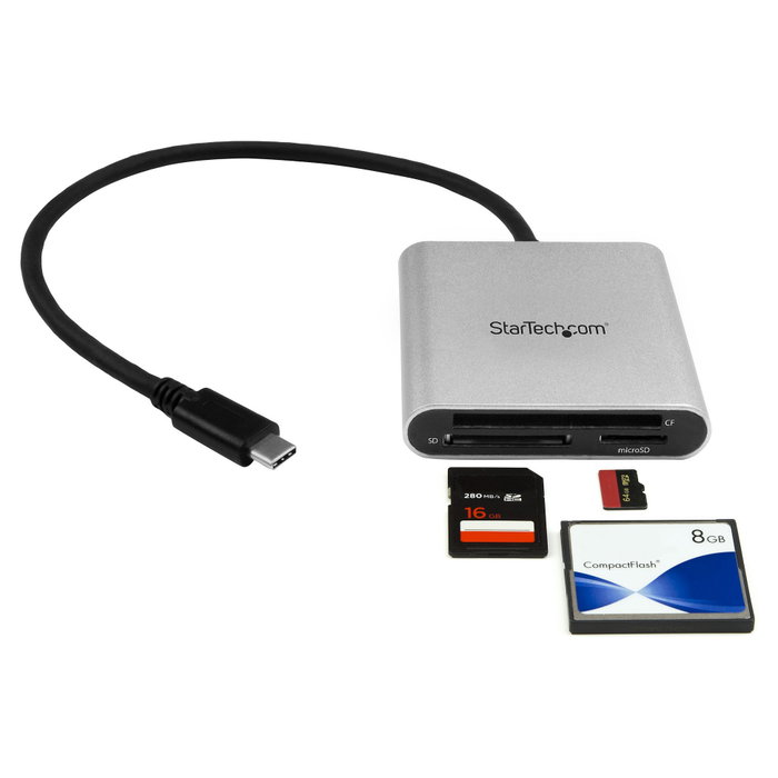 StarTech.com Lector de tarjetas USB-C FCREADU3C Negro y Plata