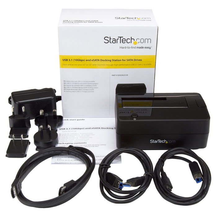 StarTech Docking Station USB 3.1/eSATA para Discos Duros y SSDs de 2.5/3.5", USB-C y USB-A, 10 Gbps, Bahía Carga Superior, 6 TB Máx - Negro