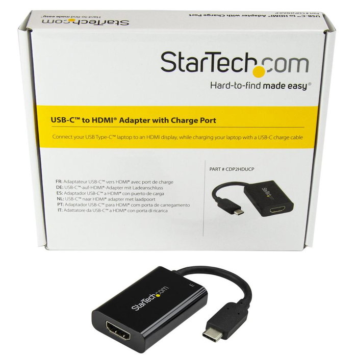 Startechcom CDP2HDUCP Adaptador USB-C a HDMI 2.0 4K 60Hz con Power Delivery 60W