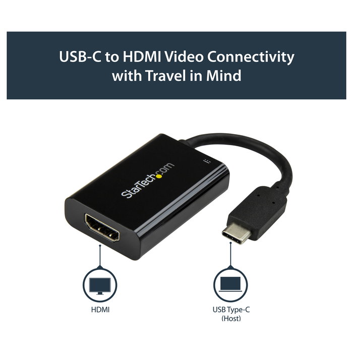 StarTech CDP2HDUCP Adaptador USB-C a HDMI 4K 60Hz con Power Delivery 60W Negro StarTech CDP2HDUCP Adaptador USB-C a HDMI 4K 60Hz con Power Delivery 60W Negro