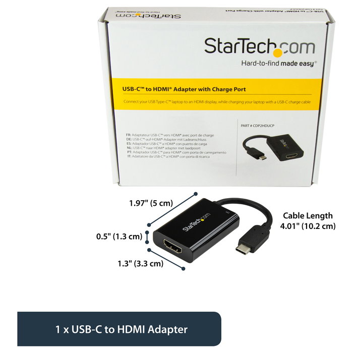 StarTech CDP2HDUCP Adaptador USB-C a HDMI 4K 60Hz con Power Delivery 60W Negro StarTech CDP2HDUCP Adaptador USB-C a HDMI 4K 60Hz con Power Delivery 60W Negro