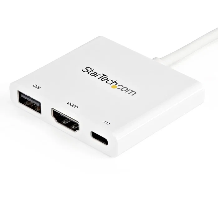 Startech CDP2HDUACPW Adaptador USB-C Multipuerto con HDMI 4K 60W PD y USB 3.0, Blanco - Base para Portátil, Compatible con Thunderbolt 3 y MacBook