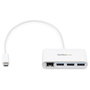 StarTech.com Concentrador USB 3.0 de 3 Puertos con USB-C y Ethernet Gigabit - Blanco