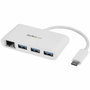 StarTech.com Concentrador USB 3.0 de 3 Puertos con USB-C y Ethernet Gigabit - Blanco