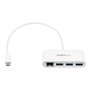 StarTech.com Concentrador USB 3.0 de 3 Puertos con USB-C y Ethernet Gigabit - Blanco