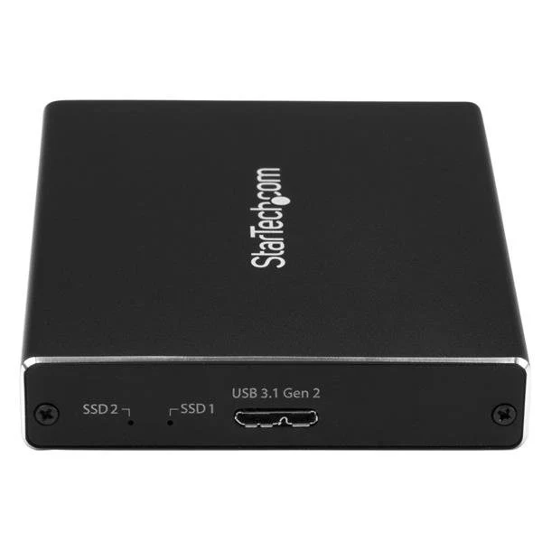 StarTech.com SM22BU31C3R Caja Externa SSD M.2 SATA Dual RAID - Aluminio - USB 3.1 Gen 2 (10 Gbps) - Conectores USB-C y USB-A - Para Unidades de 80mm
