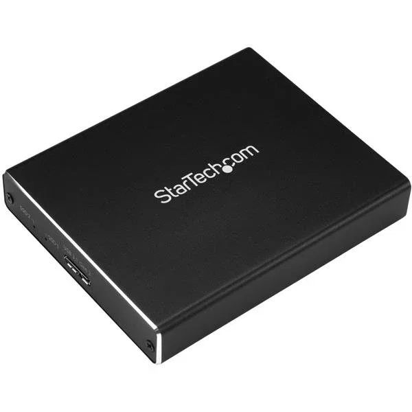 StarTech.com SM22BU31C3R Caja Externa SSD M.2 SATA Dual RAID - Aluminio - USB 3.1 Gen 2 (10 Gbps) - Conectores USB-C y USB-A - Para Unidades de 80mm