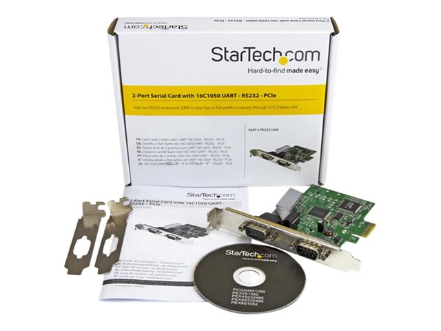 StarTech.com Tarjeta Serie PCI Express de 2 Puertos DB9 RS-232 PEX2S1050