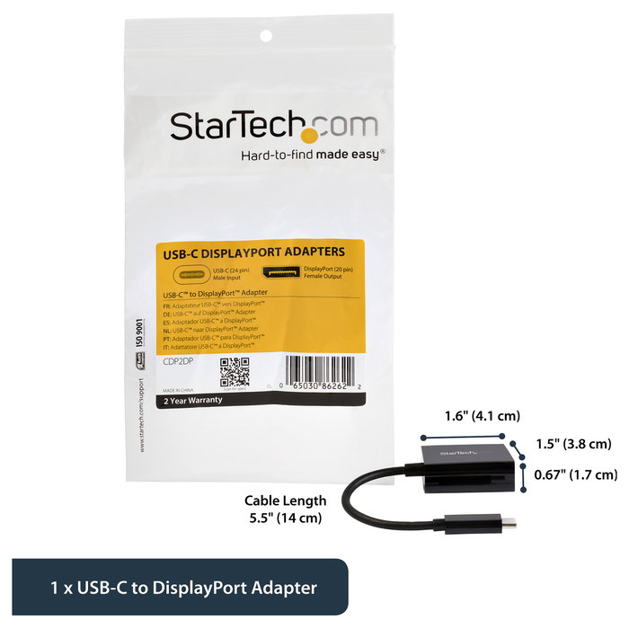 Startech Adaptador USB-C a DisplayPort CDP2DP Negro 4K/8K Startech Adaptador USB-C a DisplayPort CDP2DP Negro 4K/8K