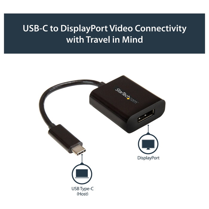 Startech Adaptador USB-C a DisplayPort CDP2DP Negro 4K/8K Startech Adaptador USB-C a DisplayPort CDP2DP Negro 4K/8K