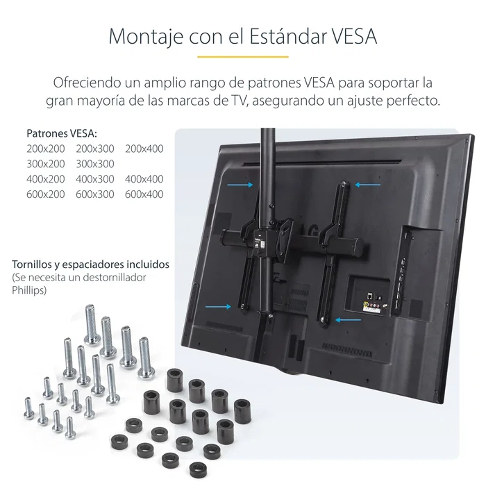 Startech Soporte de Techo FLATPNLCEIL para Pantallas de 32 a 75 Pulgadas